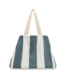 Cabas De Plage - Éponge - Rayures Gris / Crème