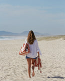 Cabas De Plage - Éponge - Rayures Rouille / Crème