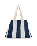 Cabas De Plage - Éponge - Rayures Bleu Océan / Crème