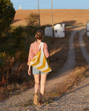 Cabas De Plage - Éponge - Rayures Jaune Gold / Crème