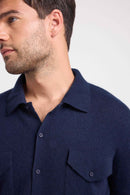 Chemise Boutonnee Sacha - Bleu Marine - 100% Cachemire Oeko-Tex - Homme