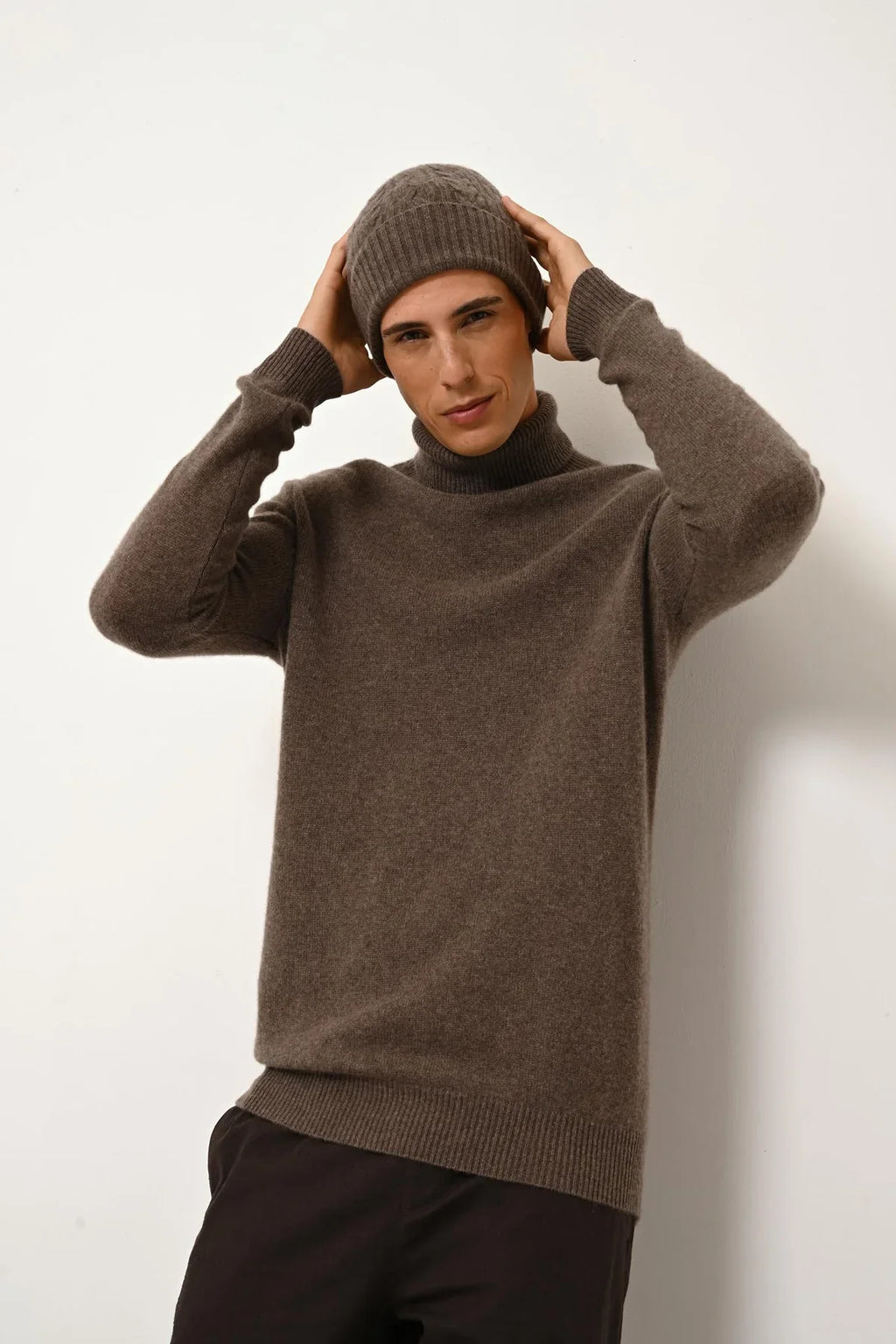 Pull Col Roulé 4 Fils - Sacha - Taupe Chiné