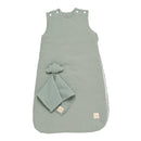 Gigoteuse Bébé Hiver En Double Gaze De Coton Et Son Doudou Mouchoir - Vert