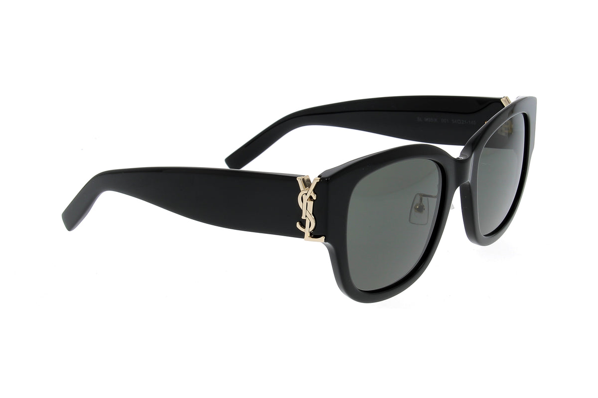 Luxury Eyewear – Lunettes De Soleil - Saint Laurent, lunettes de soleil noires avec verres teintés, vue de trois-quarts