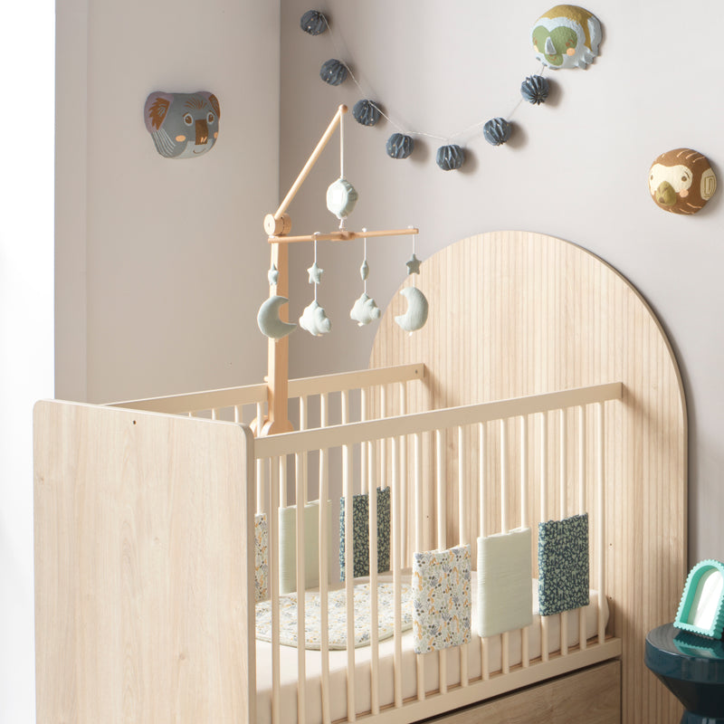 Mobile Musical Bébé En Bois Avec 4 Jouets