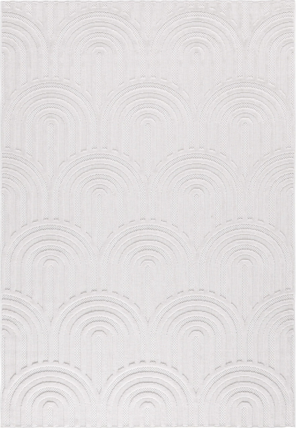 Tapis d'intérieur et extérieur motif arc de cercle Blanc : SAN985BLA Nazar rugs