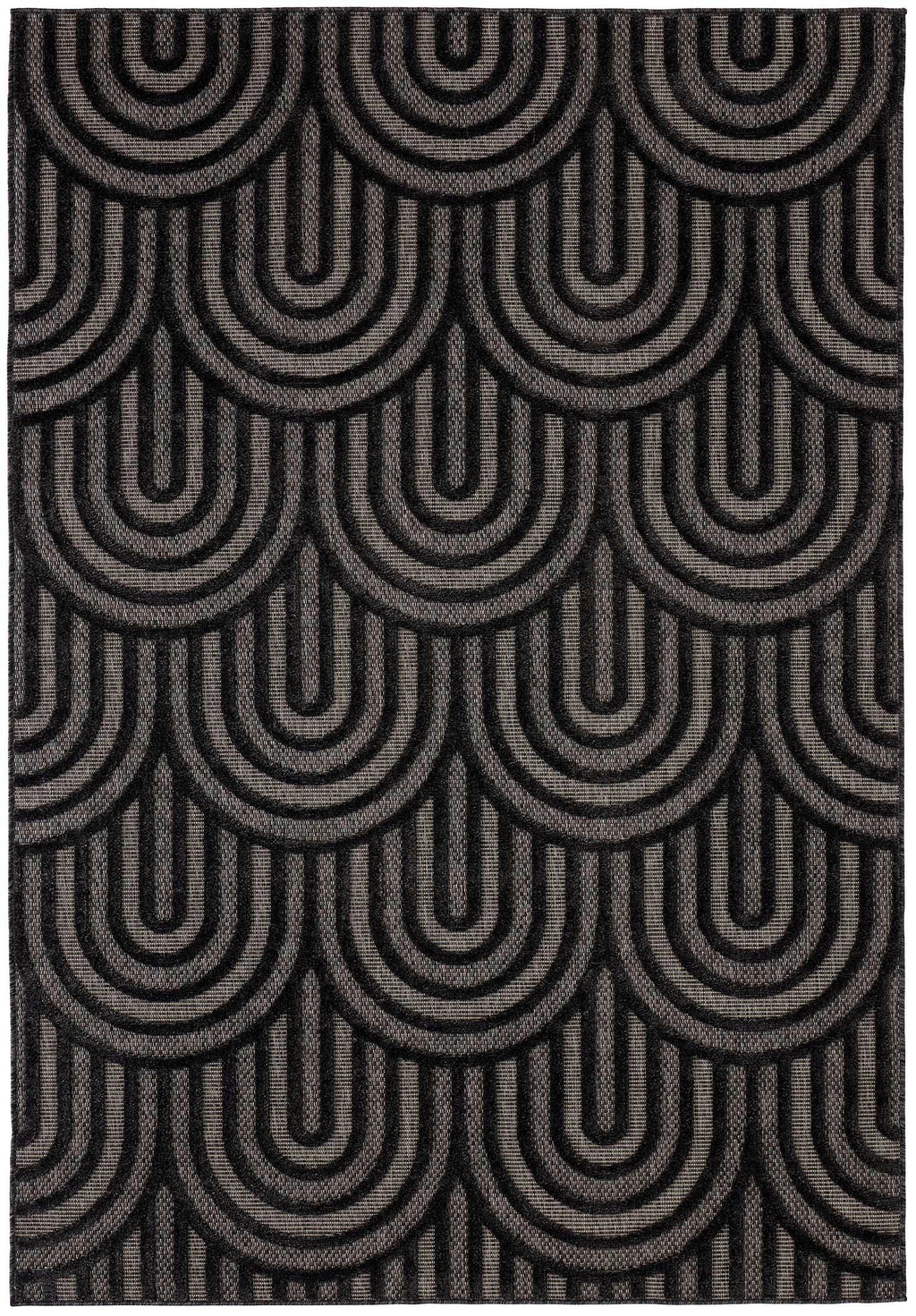 Alfombra Santorini 985 - Diseño Gráfico - Negro - Interior / Exterior