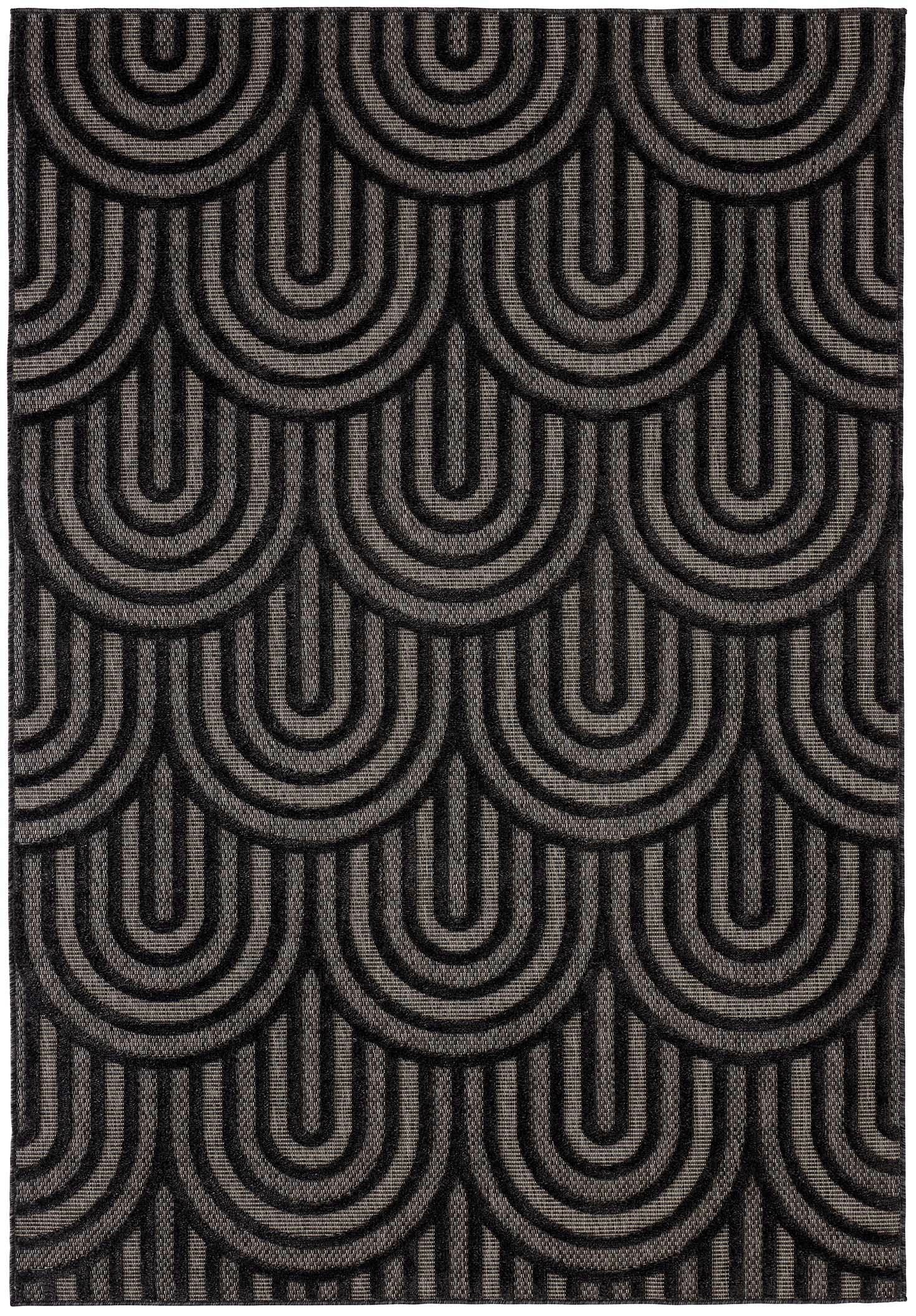 Alfombra Santorini 985 - Diseño Gráfico - Negro - Interior / Exterior