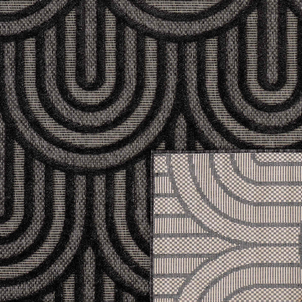 Alfombra Santorini 985 - Diseño Gráfico - Negro - Interior / Exterior