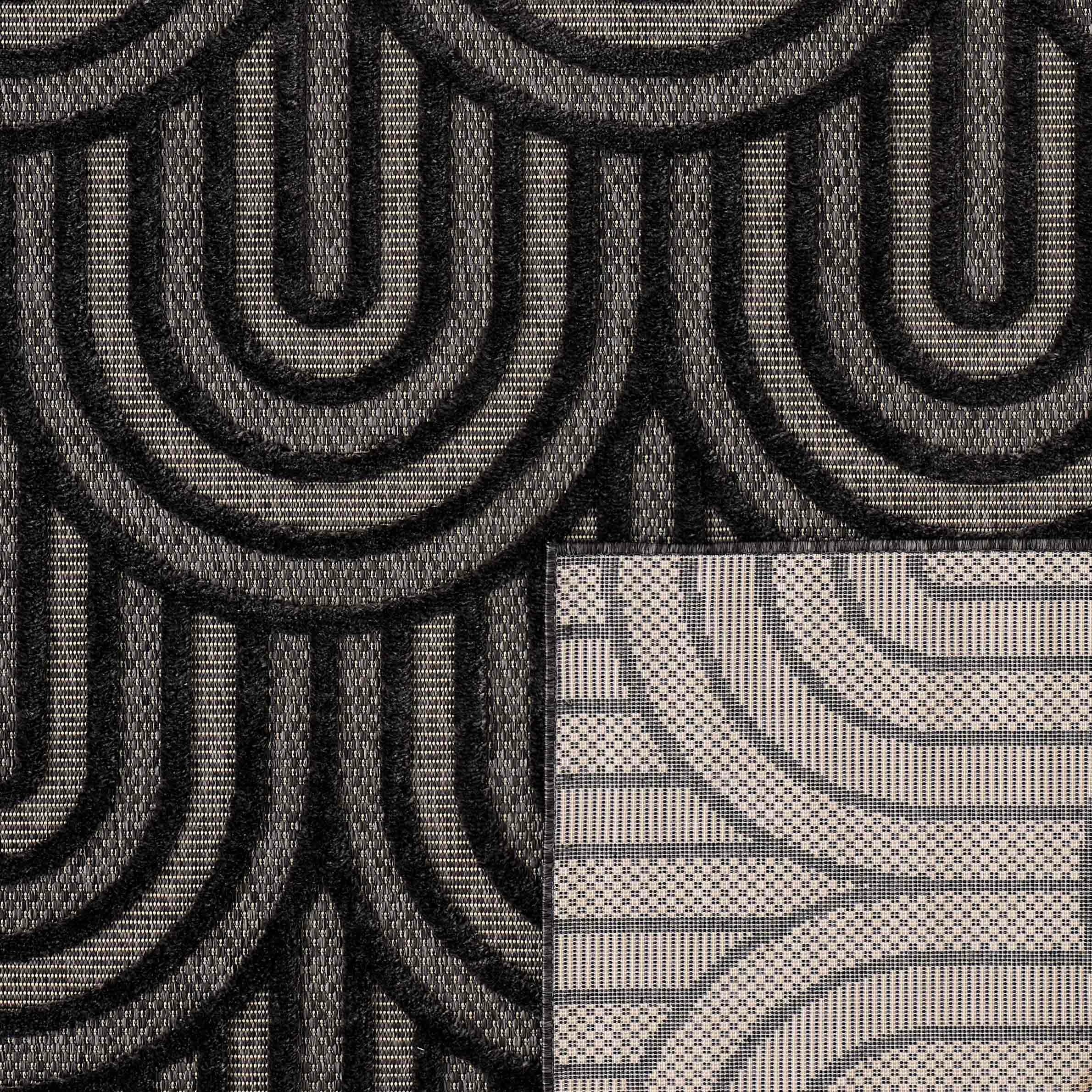 Alfombra Santorini 985 - Diseño Gráfico - Negro - Interior / Exterior