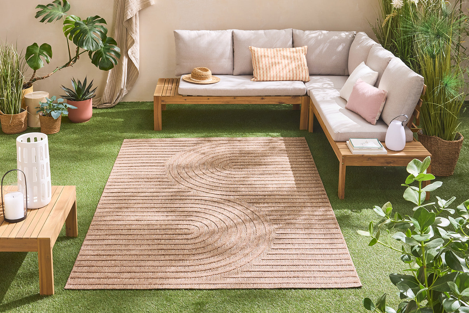Alfombra interior y exterior SANTORINI 986 BEIGE: SAN986BEI Alfombras Nazar