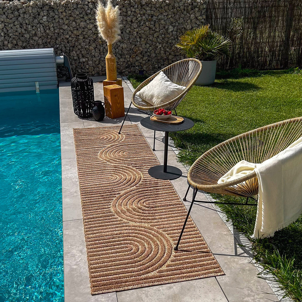 Alfombras de interior y exterior con motivos de arcos simétricos SANTORINI 986 BEIGE: SAN986BEI Alfombras Nazar
