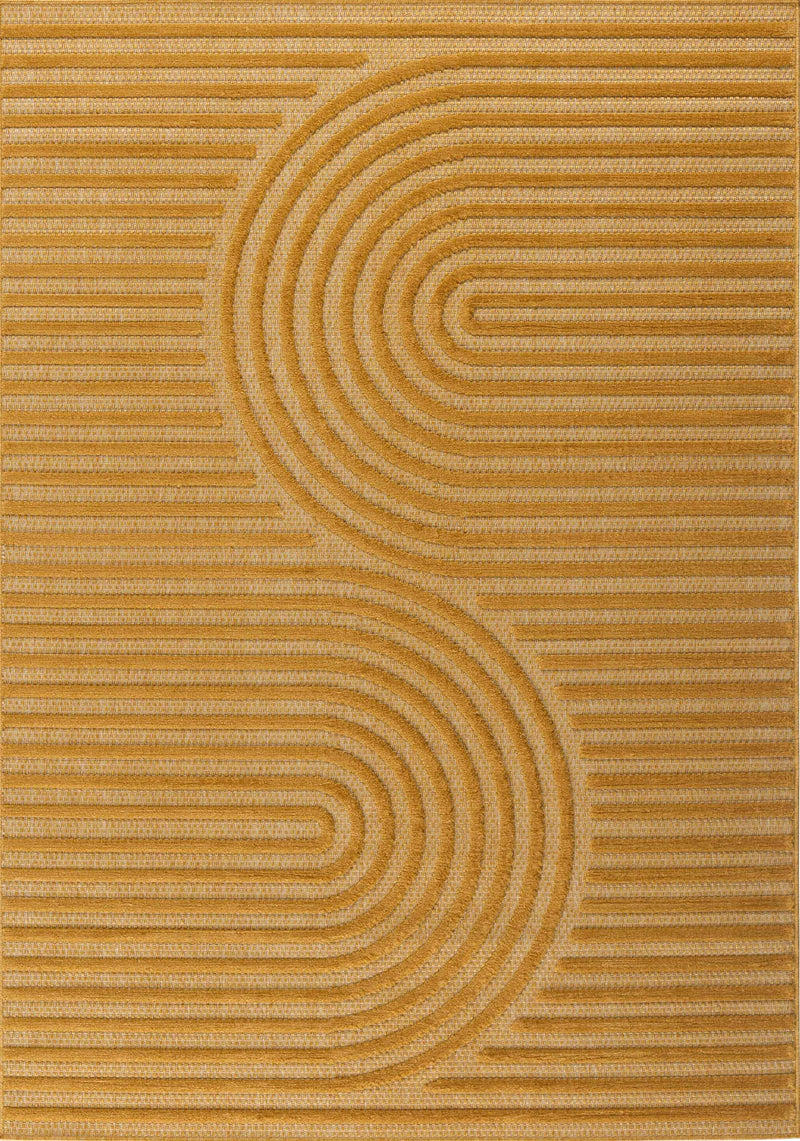 Tapis Santorini 986 - Motif Graphique - Jaune - Intérieur / Extérieur