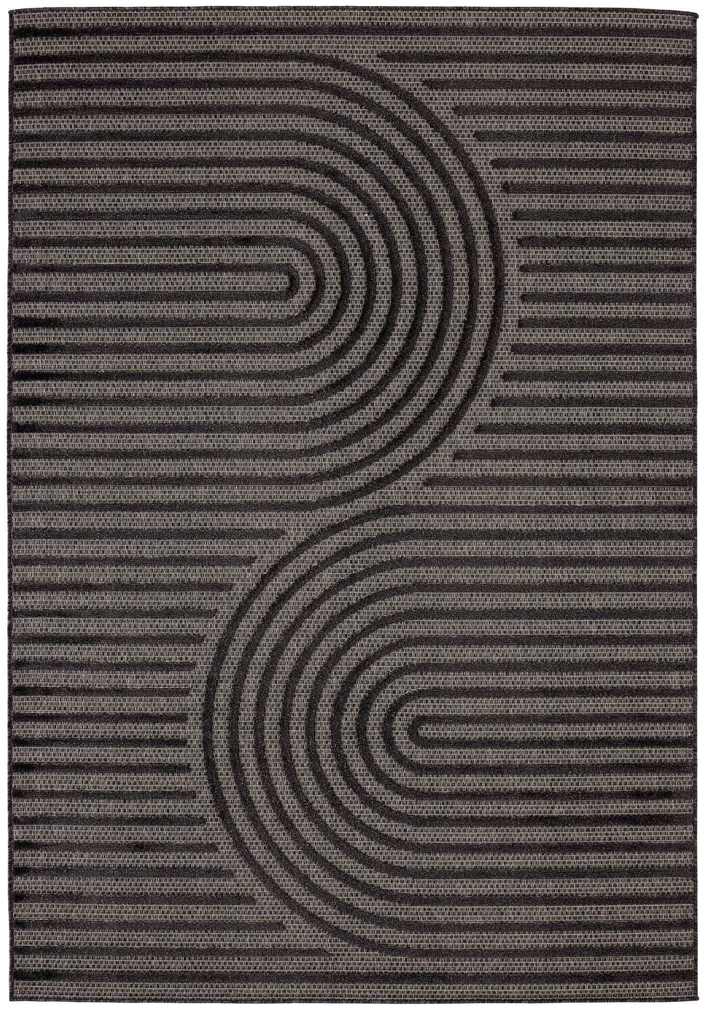 Alfombra Santorini 986 - Diseño Gráfico - Negro - Interior / Exterior