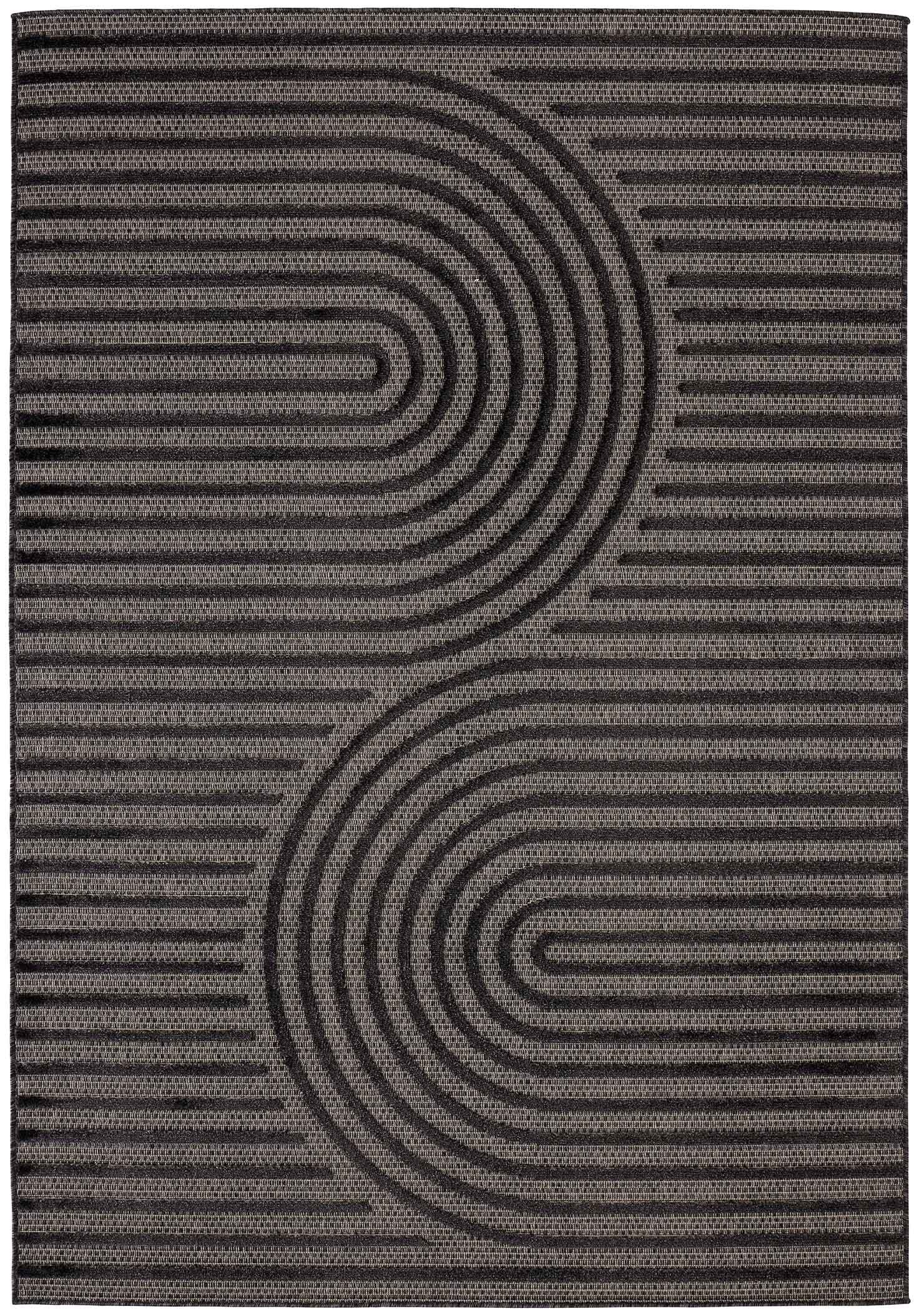 Alfombra Santorini 986 - Diseño Gráfico - Negro - Interior / Exterior