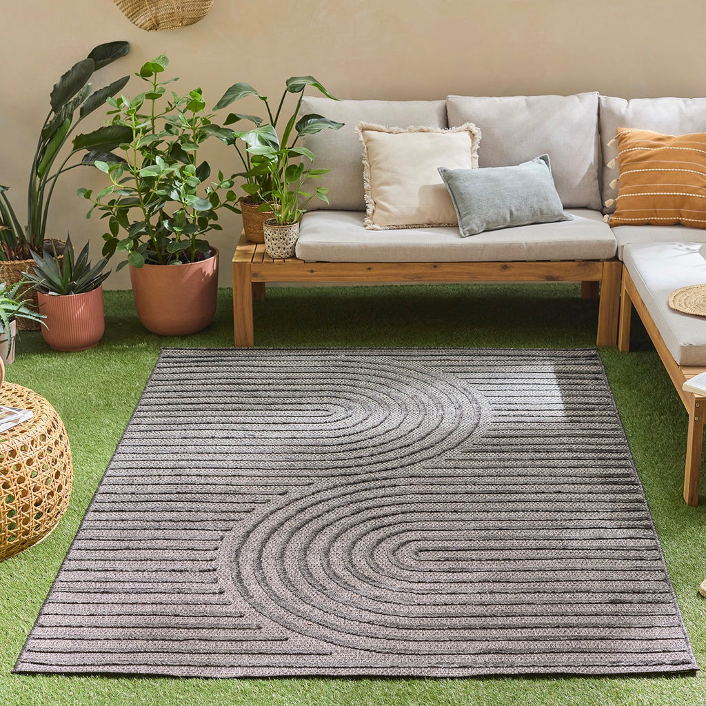 Alfombra Santorini 986 - Diseño Gráfico - Negro - Interior / Exterior