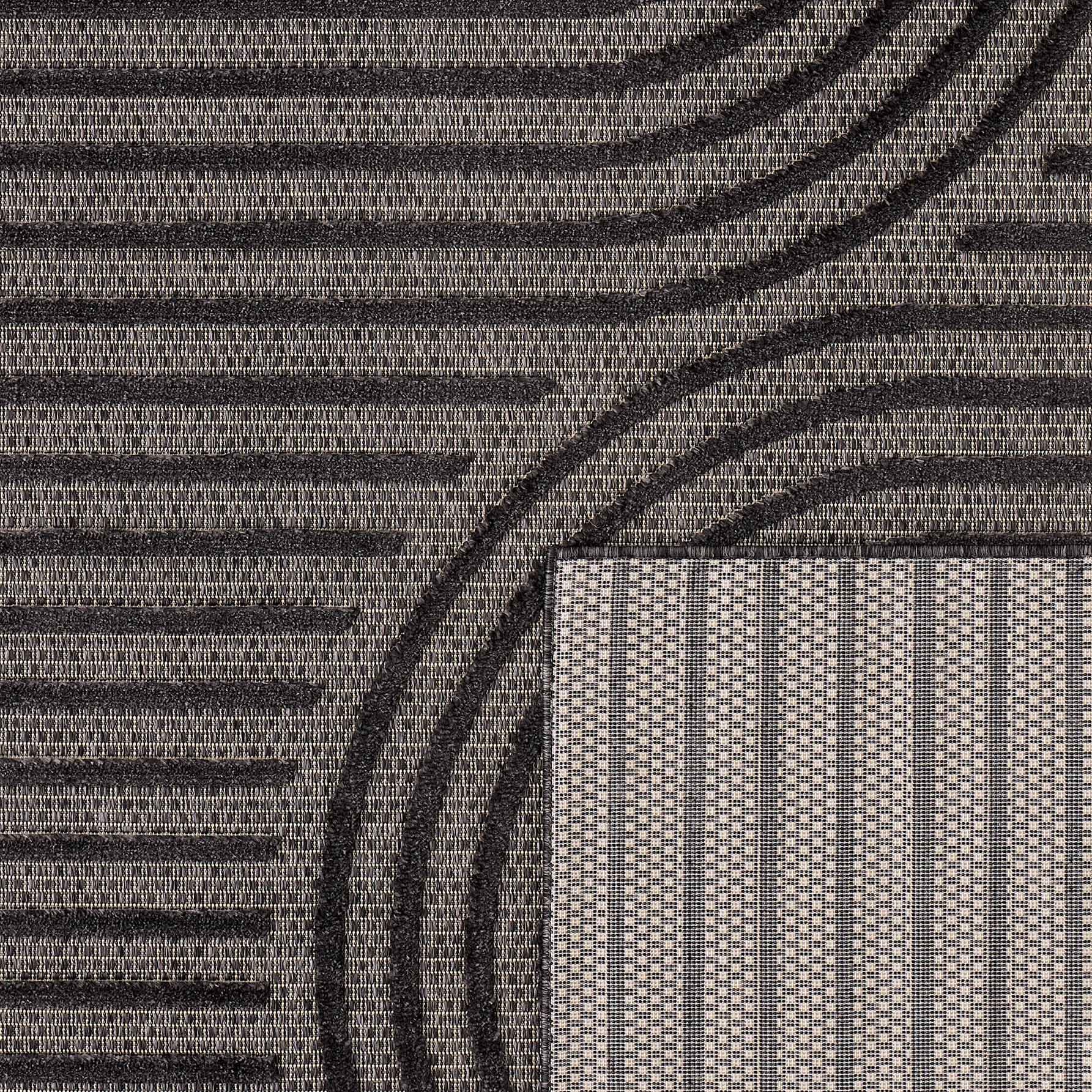 Alfombra Santorini 986 - Diseño Gráfico - Negro - Interior / Exterior