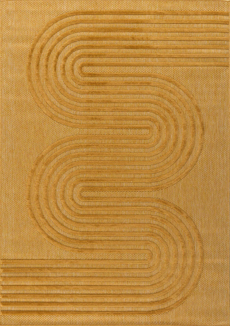 Tapis Santorini 987 - Motif Graphique - Jaune - Intérieur / Extérieur