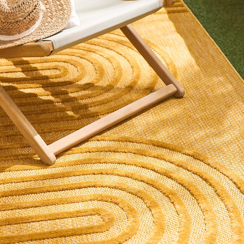 Tapis Santorini 987 - Motif Graphique - Jaune - Intérieur / Extérieur