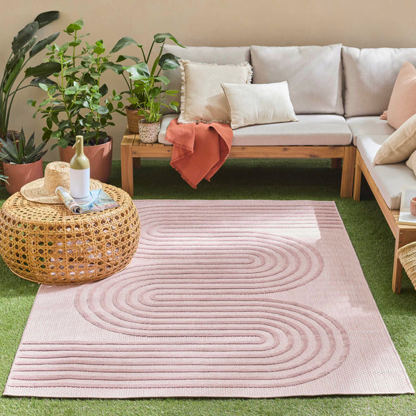 Santorini - Alfombra Interior/Exterior - Polipropileno - Rosa