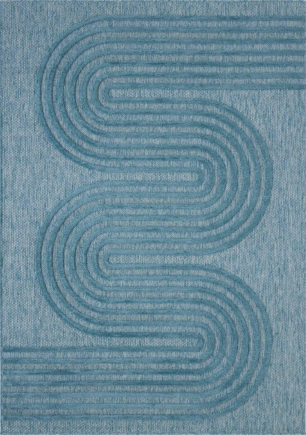 Alfombra Santorini 987 - Estampado gráfico - Turquesa - Interior / Exterior