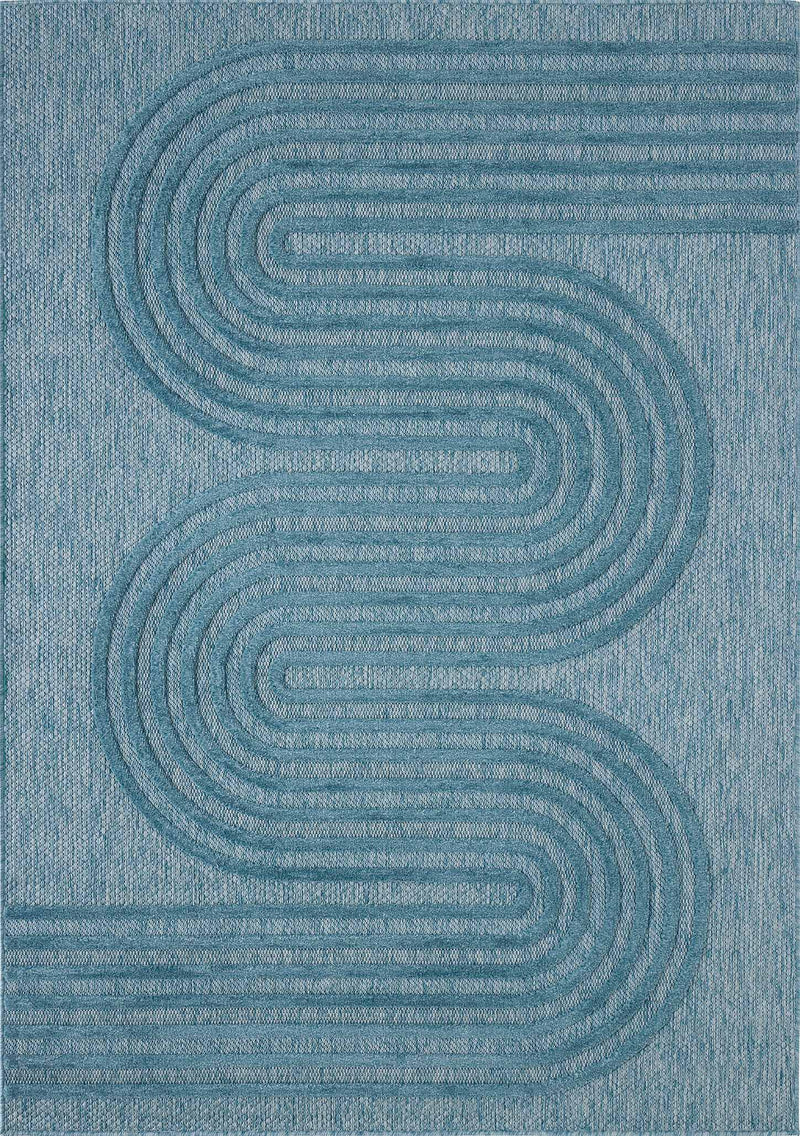Tapis Santorini 987 - Motif Graphique - Turquoise - Intérieur / Extérieur