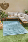 Alfombra Santorini 987 - Estampado gráfico - Turquesa - Interior / Exterior