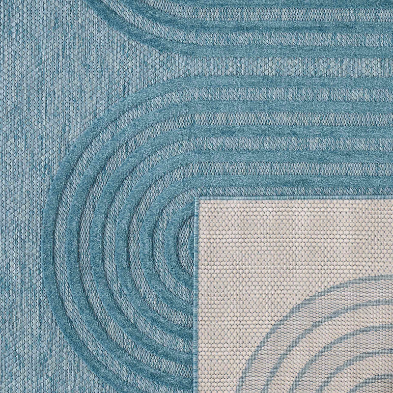 Tapis Santorini 987 - Motif Graphique - Turquoise - Intérieur / Extérieur
