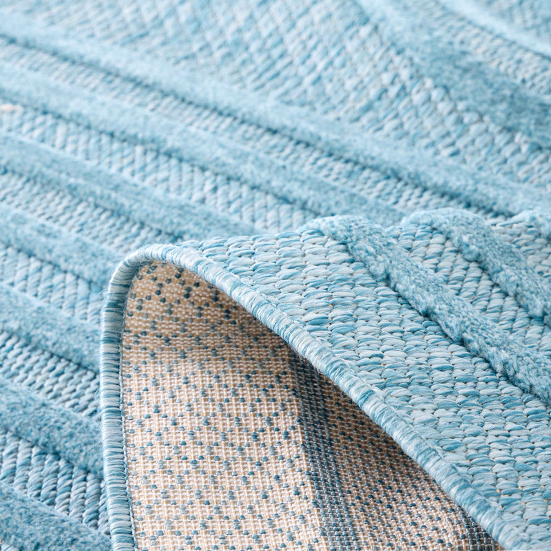 Tapis Santorini 987 - Motif Graphique - Turquoise - Intérieur / Extérieur