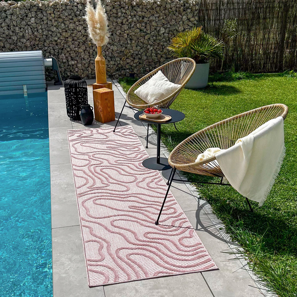 Indoor and outdoor rug with abstract Santorini Rose pattern: SAN988ROS Nazar rugs