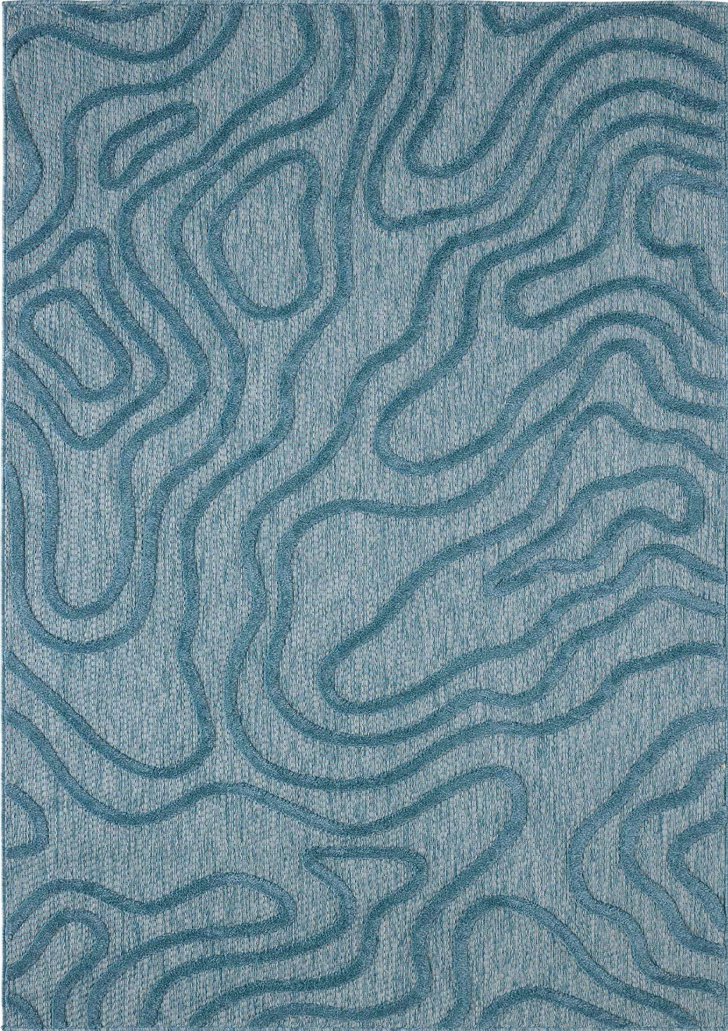 Alfombra Santorini 988 - Estampado gráfico - Turquesa - Interior / Exterior