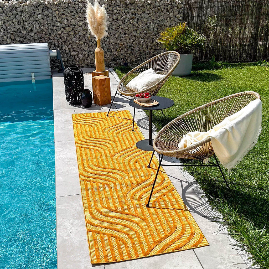 Santorini Yellow indoor and outdoor graphic pattern rug: SAN989JAU Nazar rugs