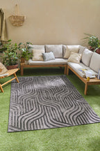 Santorini Black indoor and outdoor graphic pattern rug: SAN989NOI Nazar rugs