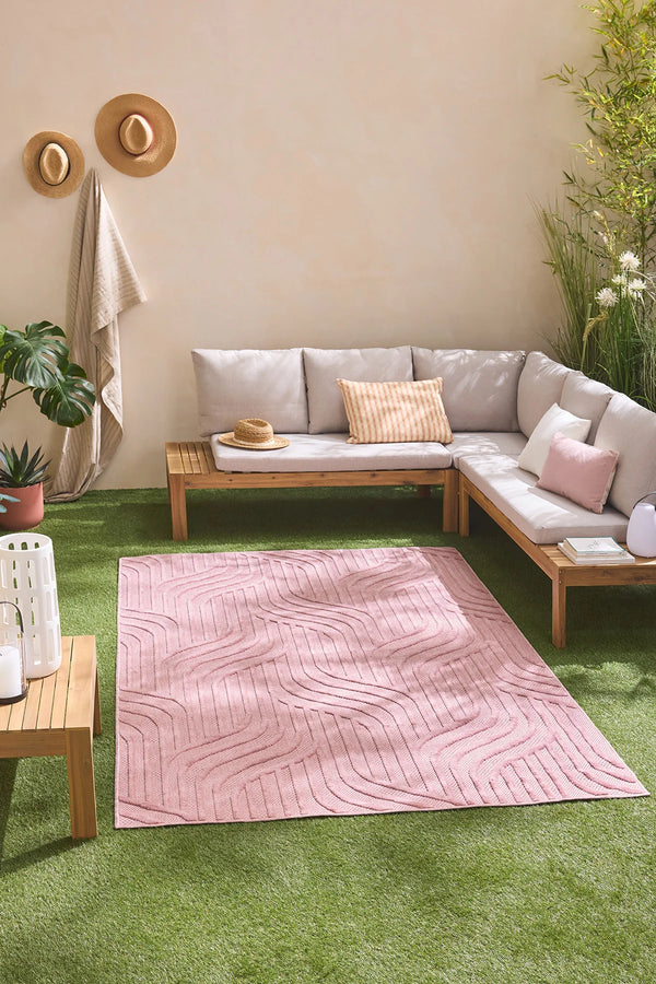 Santorini - Alfombra Interior/Exterior - Polipropileno - Rosa