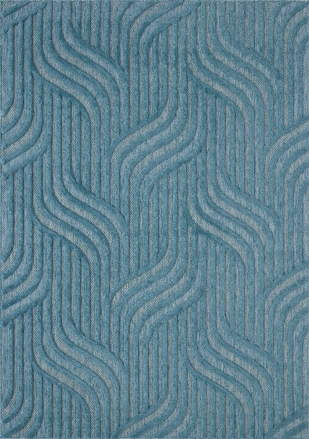 Alfombra Santorini 989 - Diseño Gráfico - Turquesa - Interior / Exterior