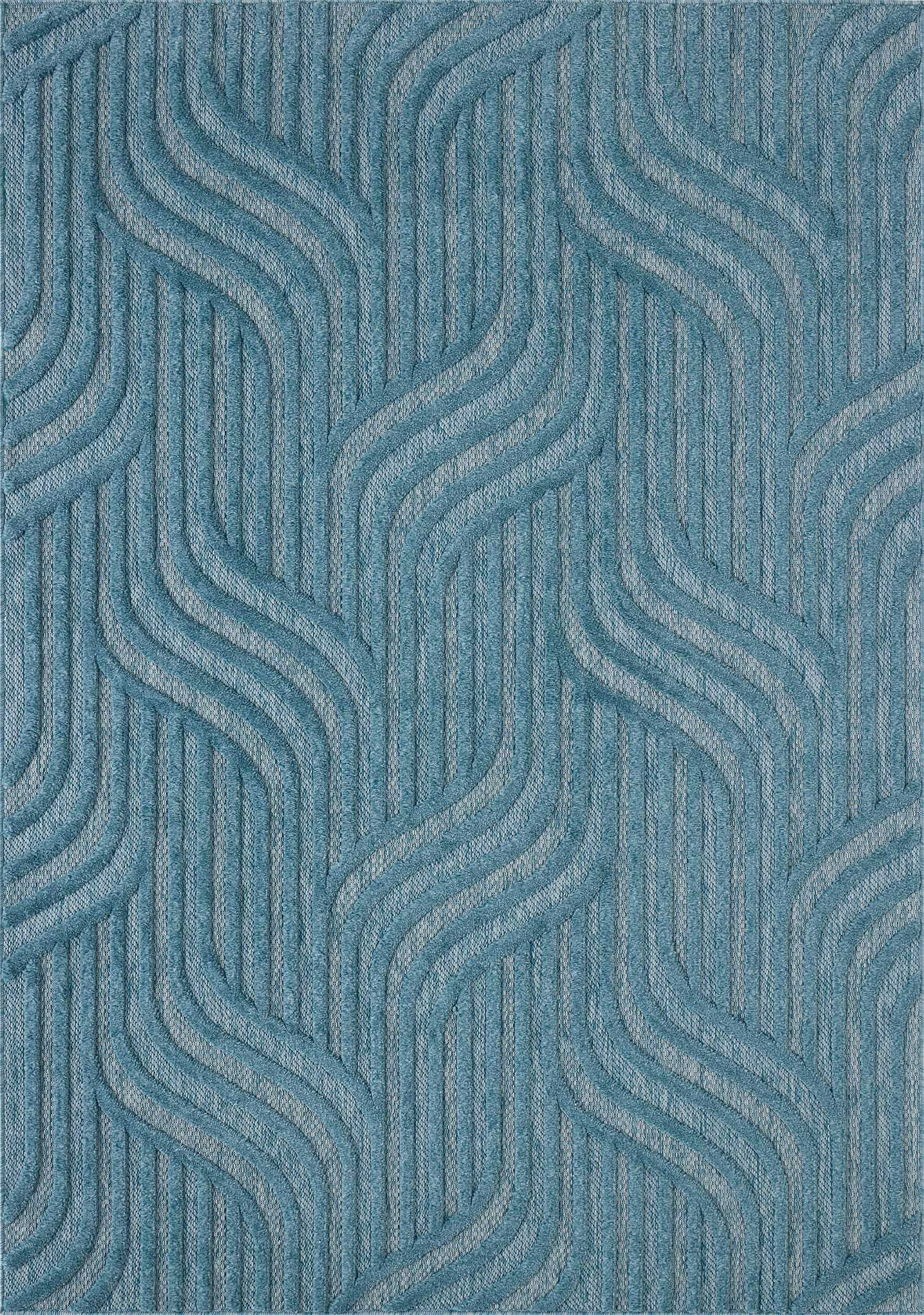 Alfombra Santorini 989 - Diseño Gráfico - Turquesa - Interior / Exterior
