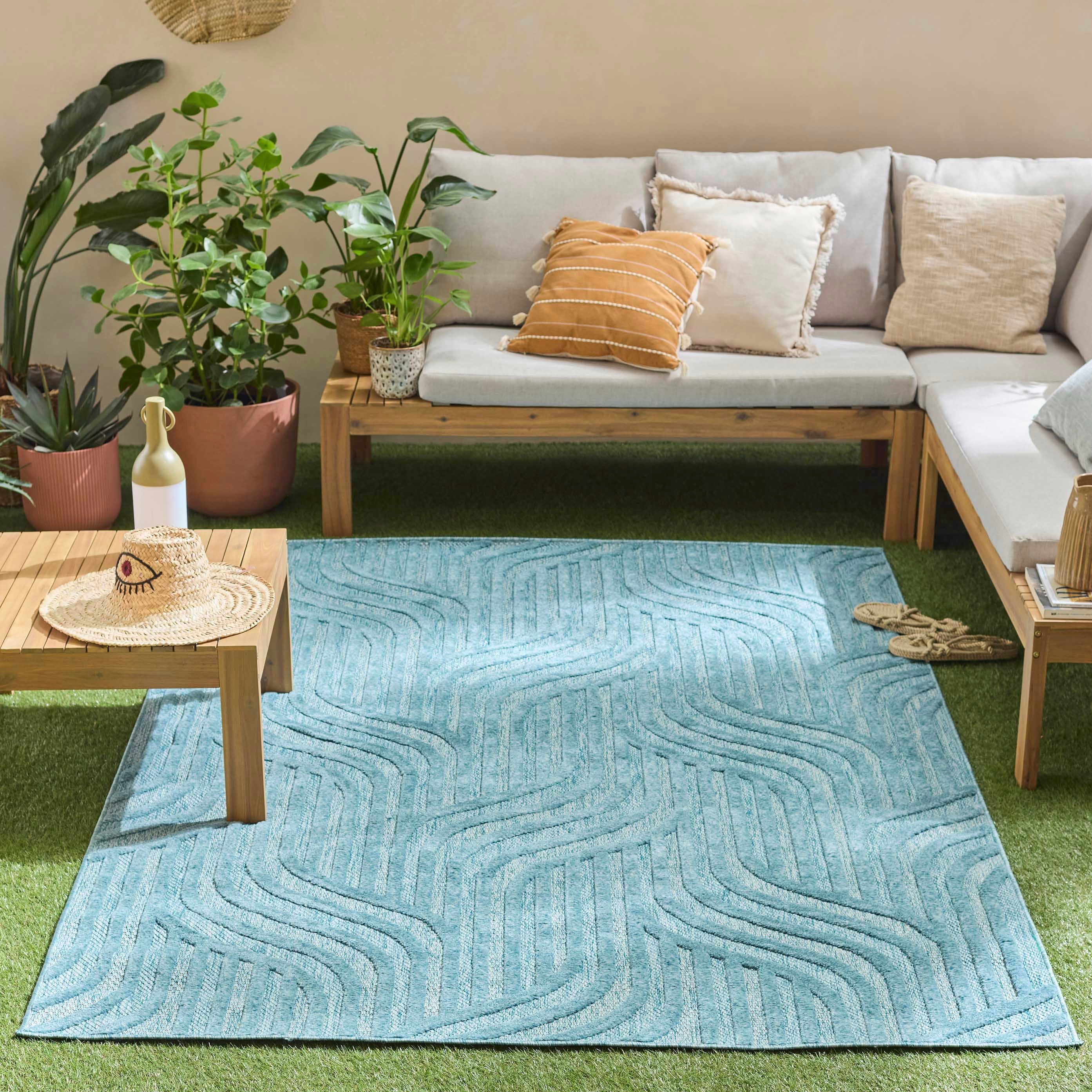 Alfombra Santorini 989 - Diseño Gráfico - Turquesa - Interior / Exterior