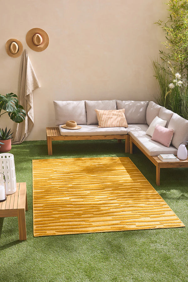 Santorini - Alfombra Interior/Exterior - Polipropileno - Amarillo