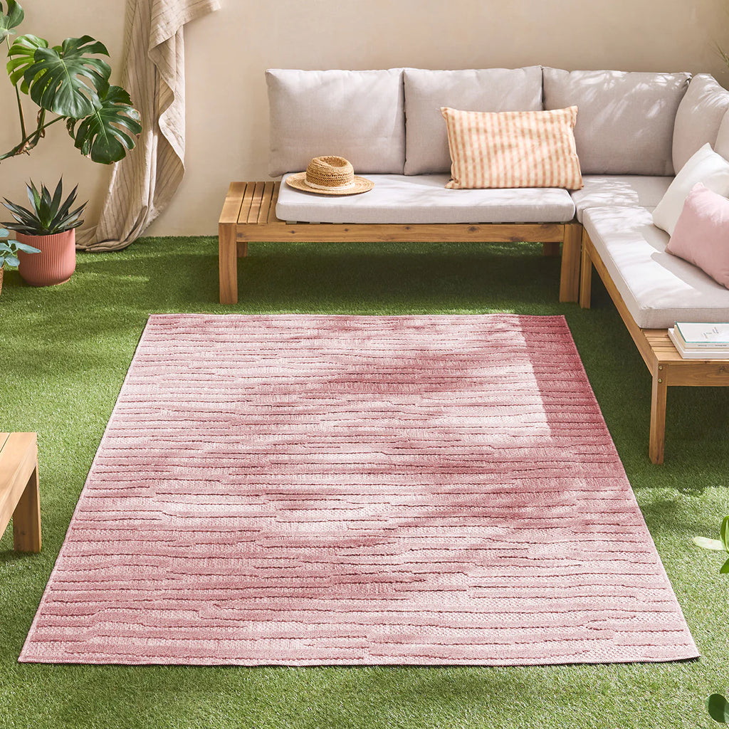 Alfombra Santorini 990 - Estampado gráfico - Rosa - Interior / Exterior