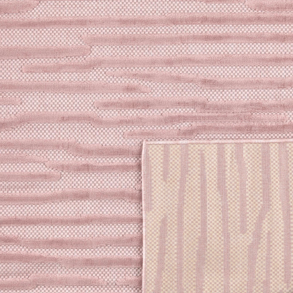 Alfombra Santorini 990 - Estampado gráfico - Rosa - Interior / Exterior