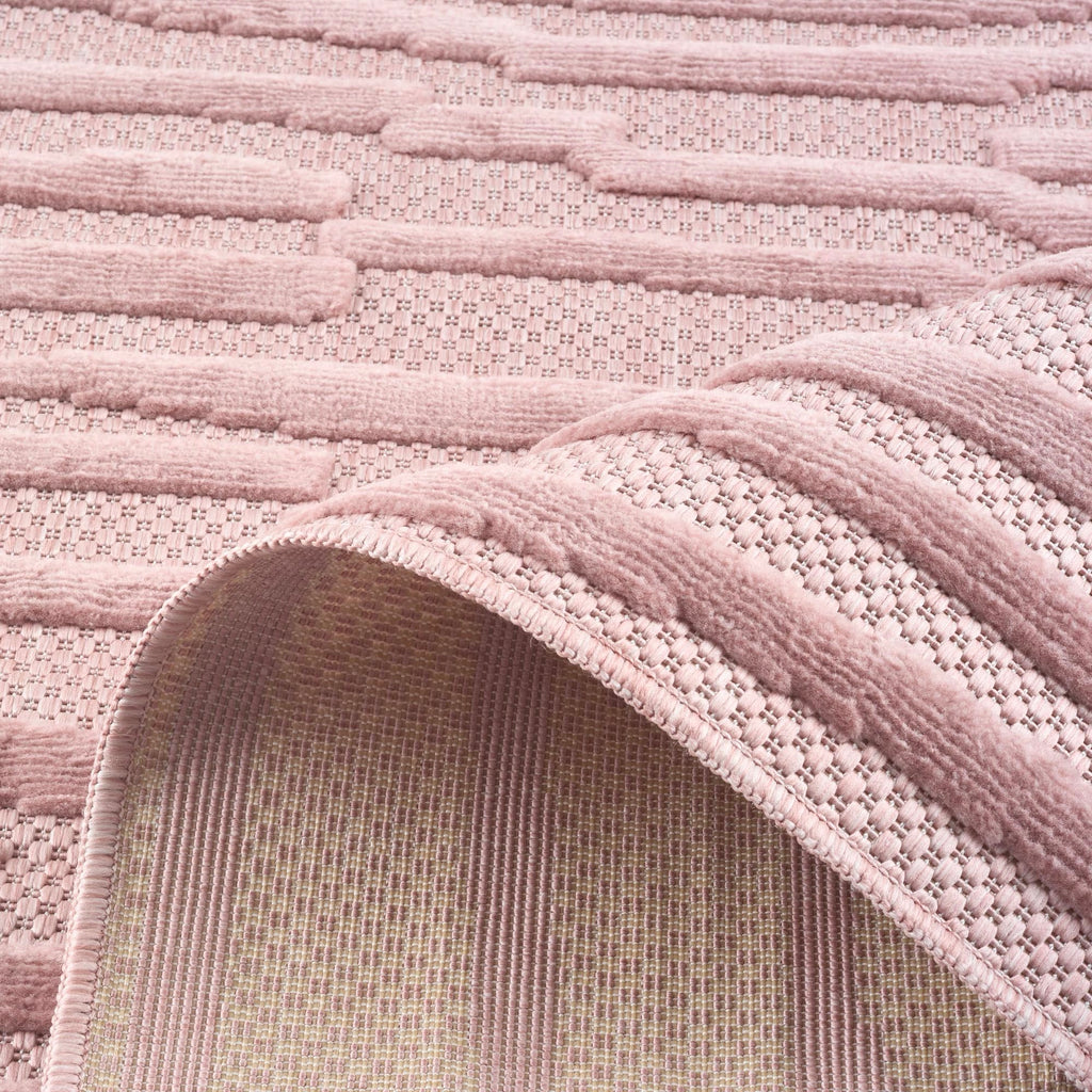 Alfombra Santorini 990 - Estampado gráfico - Rosa - Interior / Exterior