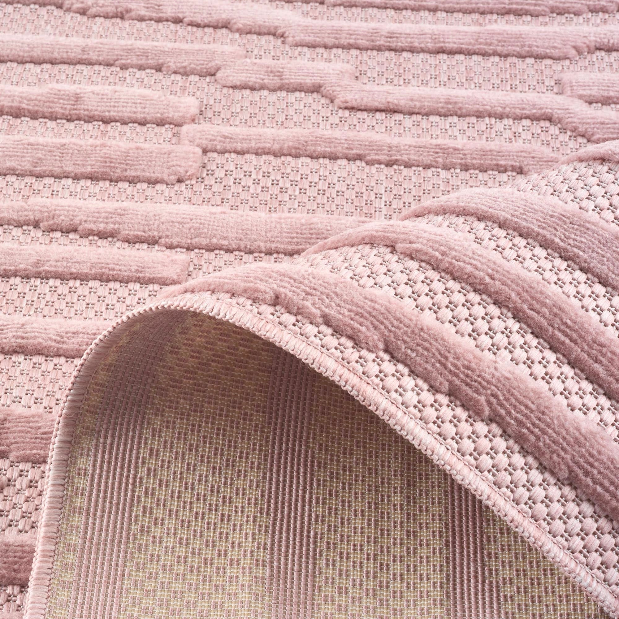 Alfombra Santorini 990 - Estampado gráfico - Rosa - Interior / Exterior