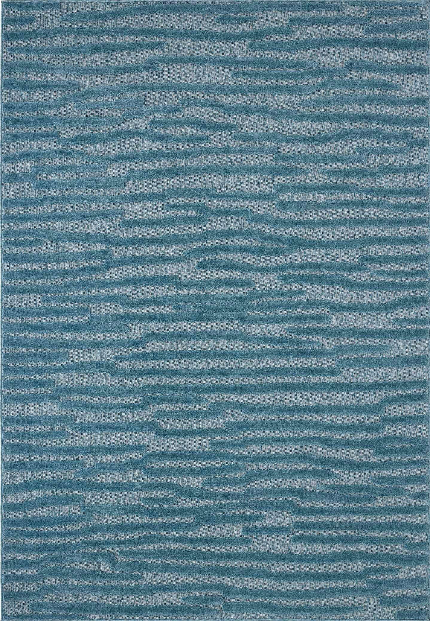 Alfombra Santorini 990 - Estampado gráfico - Turquesa - Interior / Exterior
