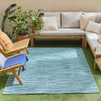 Alfombra Santorini 990 - Estampado gráfico - Turquesa - Interior / Exterior