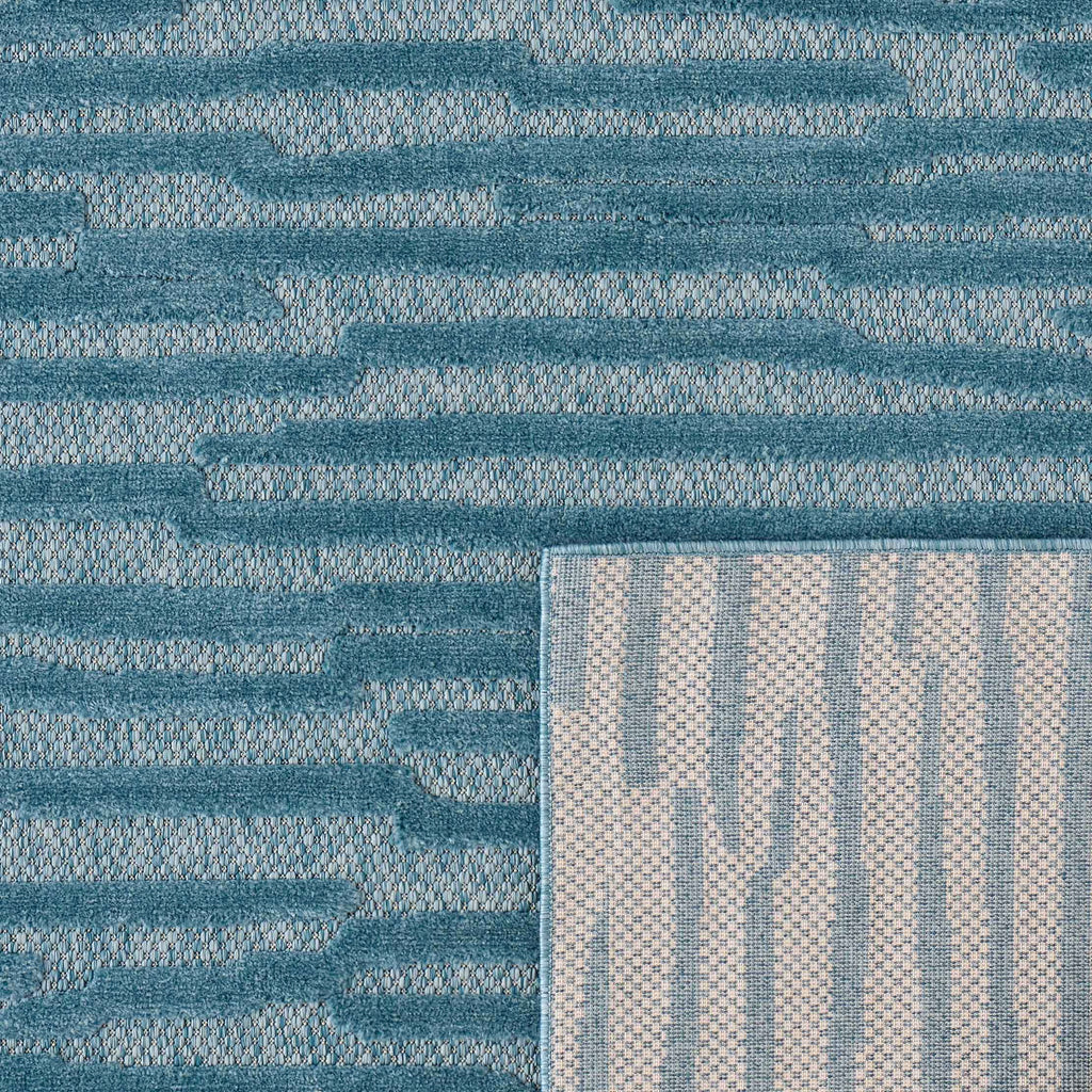 Alfombra Santorini 990 - Estampado gráfico - Turquesa - Interior / Exterior