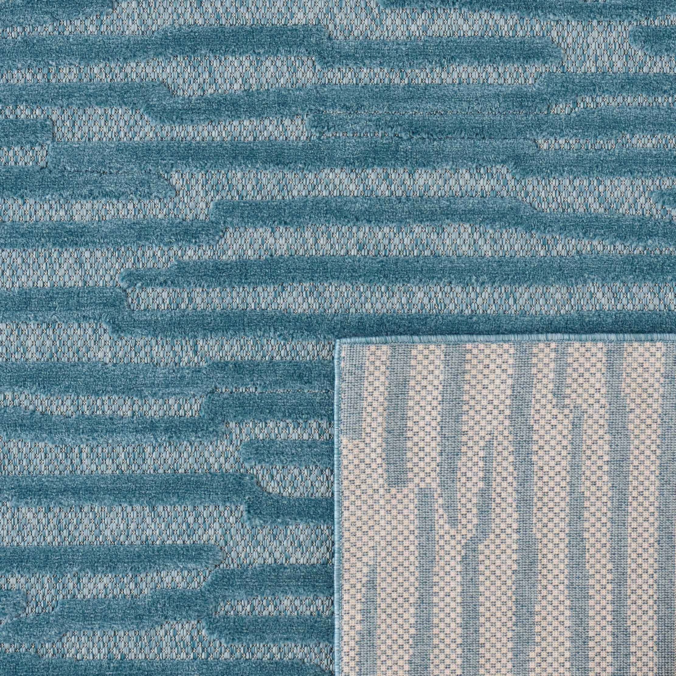 Alfombra Santorini 990 - Estampado gráfico - Turquesa - Interior / Exterior