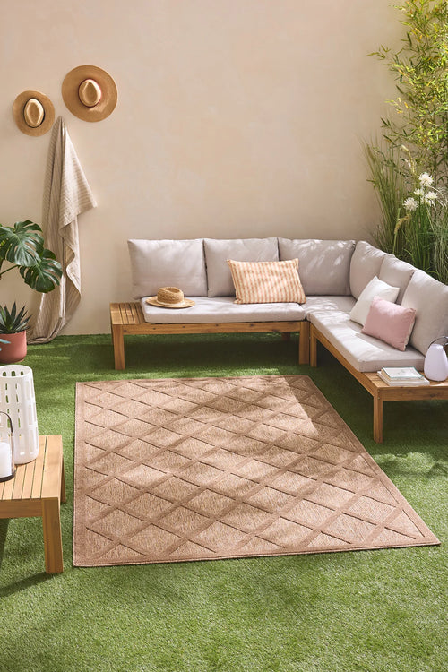 Tapis Santorini 991 - Motif Graphique - Beige - Intérieur / Extérieur