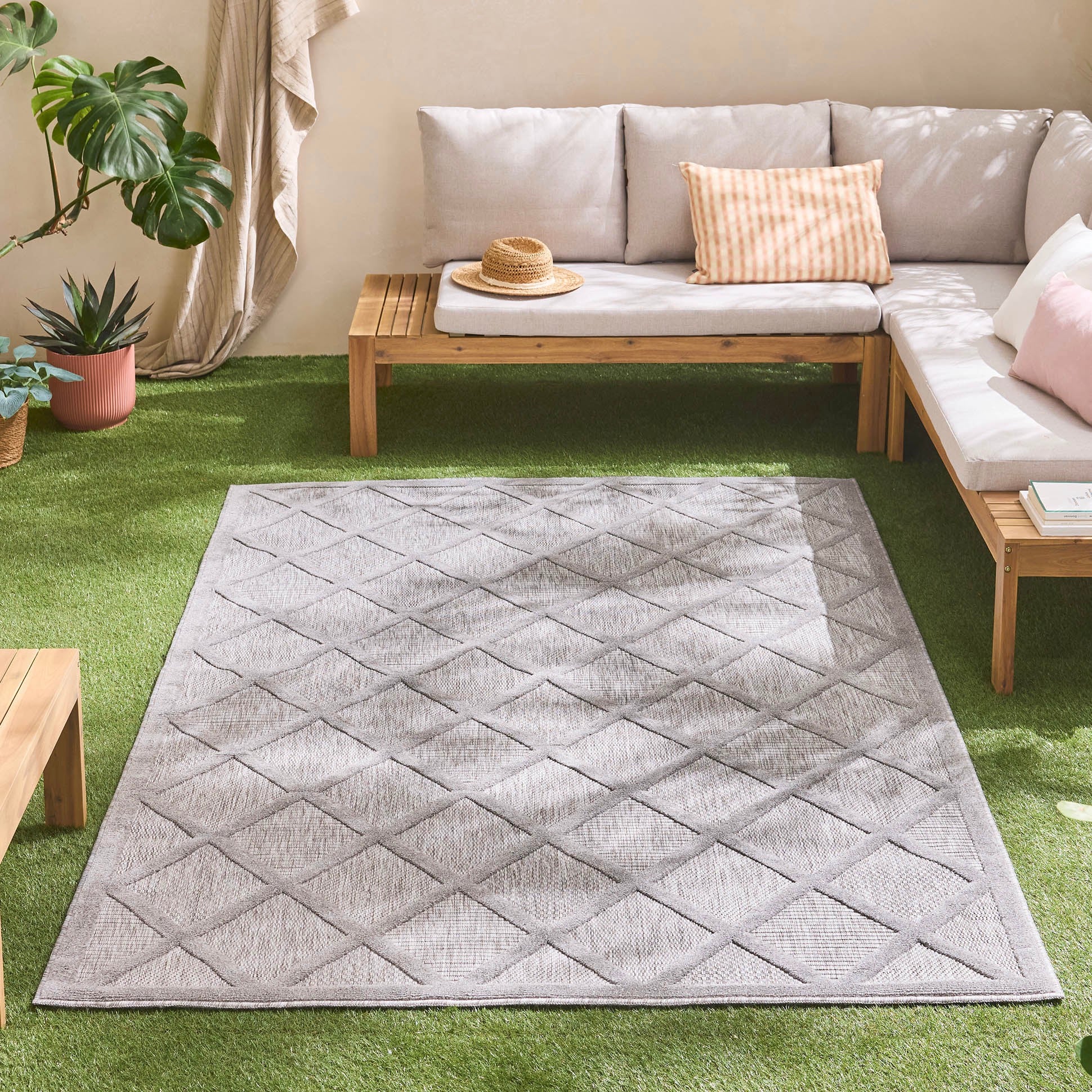 Alfombra Santorini 991 - Diseño Gráfico - Gris - Interior / Exterior