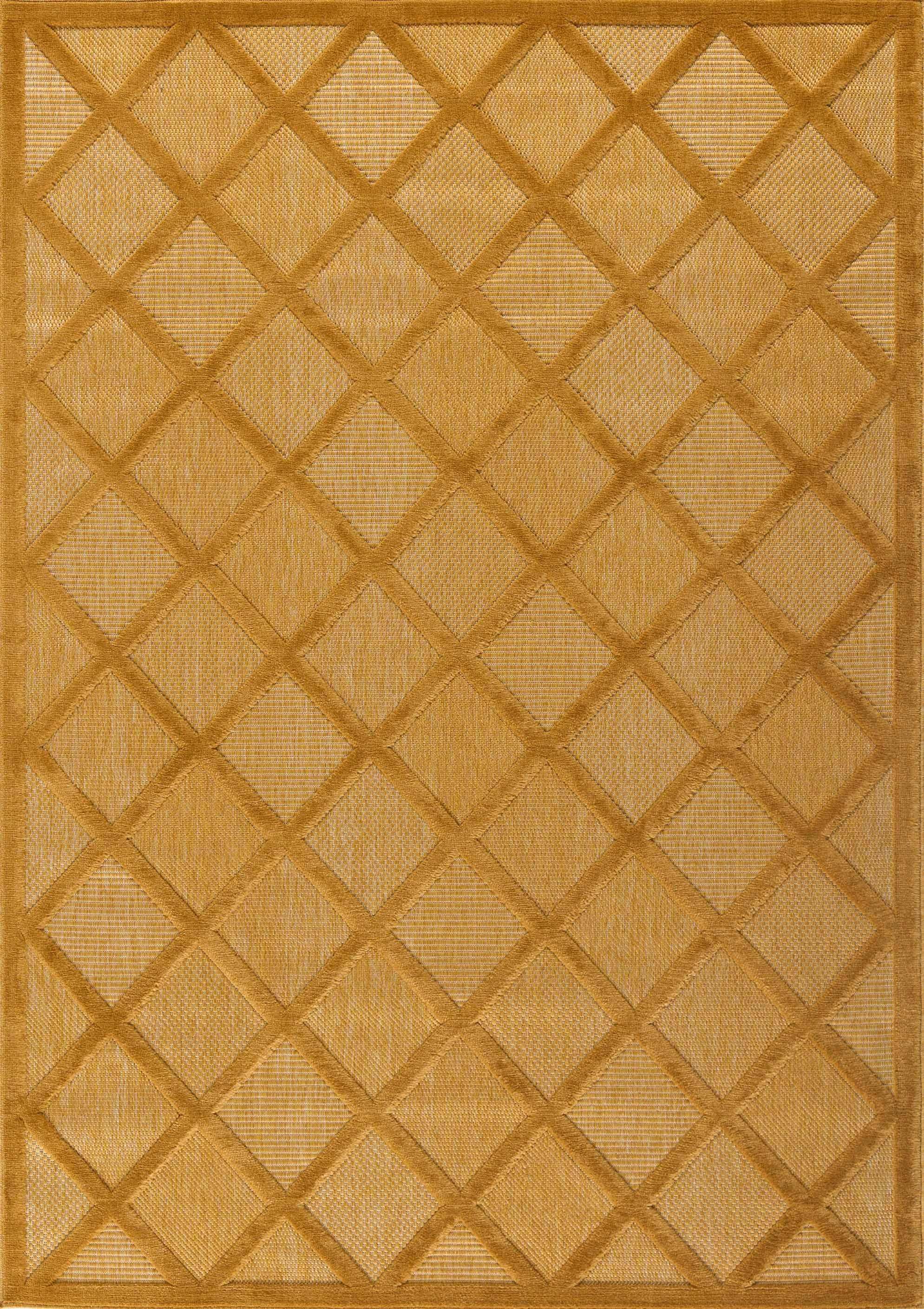 Alfombra Santorini 991 - Estampado gráfico - Amarillo - Interior / Exterior