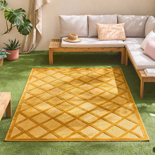 Santorini - Alfombra Interior/Exterior - Polipropileno - Amarillo